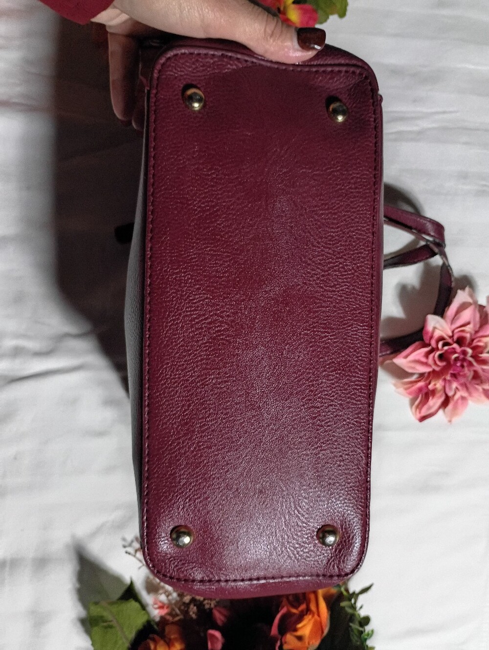 Michael Kors Wine Red Leather Tote - Picture 6 of 7